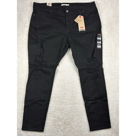 Levis Sculpt 711 Skinny Jeans Womens 22W Black Hypersoft Stretch Mid Pants New - Picture 1 of 12